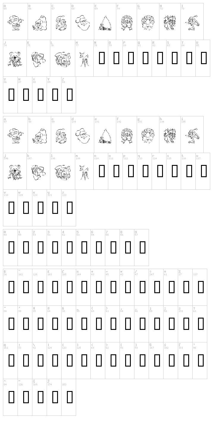 KR Christmas Color Me font map
